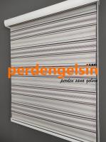 Zebra Perde Double Plise Simli - Mürdüm Kahve
