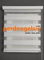 Zebra Perde Double Plise Simli - Gümüş Beyaz