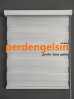 Zebra Perde Double Plise Simli - Gümüş Beyaz