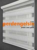 Zebra Perde Double Plise Simli - Gümüş Beyaz