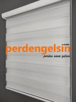 Zebra Perde Double Plise Simli - Gümüş Beyaz