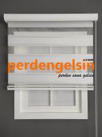 Zebra Perde Double Plise Simli - Gümüş Beyaz