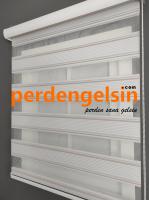 Zebra Perde Double Plise Simli - Pudra Beyaz