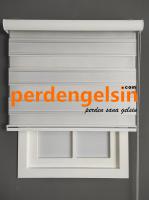 Zebra Perde Double Plise Simli - Pudra Beyaz