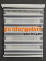 Zebra Perde Geniş Plise - Gri Beyaz