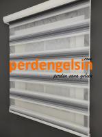 Zebra Perde Geniş Plise - Gri Beyaz