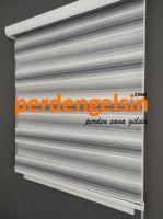 Zebra Perde Geniş Plise - Gri Beyaz