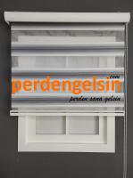 Zebra Perde Geniş Plise - Gri Beyaz
