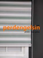 Zebra Perde Geniş Plise - Yeşil Beyaz