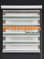 Zebra Perde Geniş Plise - Yeşil Beyaz