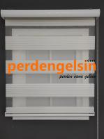 Zebra Perde Geniş Plise Ekru