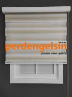 Zebra Perde Geniş Plise Krem Beyaz