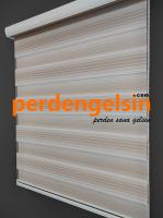 Zebra Perde Geniş Plise Yavruağzı Beyaz