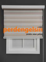 Zebra Perde Geniş Plise Yavruağzı Beyaz