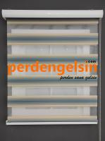 Zebra Perde Geniş Plise Yeşil Krem