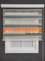 Zebra Perde Geniş Plise Yeşil Krem