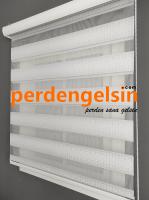Zebra Perde Jakarlı Pıtırcık Beyaz Gümüş