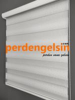 Zebra Perde Jakarlı Pıtırcık Beyaz Gümüş