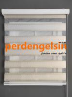 Zebra Perde Jakarlı Pıtırcık Krem Altın