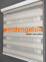 Zebra Perde Jakarlı Pıtırcık Krem Altın