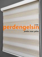 Zebra Perde Jakarlı Pıtırcık Krem Altın