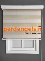 Zebra Perde Jakarlı Pıtırcık Krem Altın