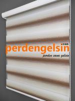 Zebra Perde Kovuk Desen - Kahve Krem