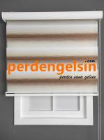 Zebra Perde Kovuk Desen - Kahve Krem