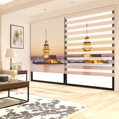 Zebra Perde Pano Kız Kulesi Baskı